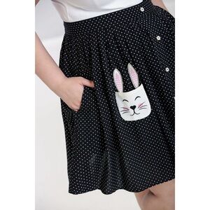 EASTER 🐣 Black Polka Dot Skirt with Bunny Pocket